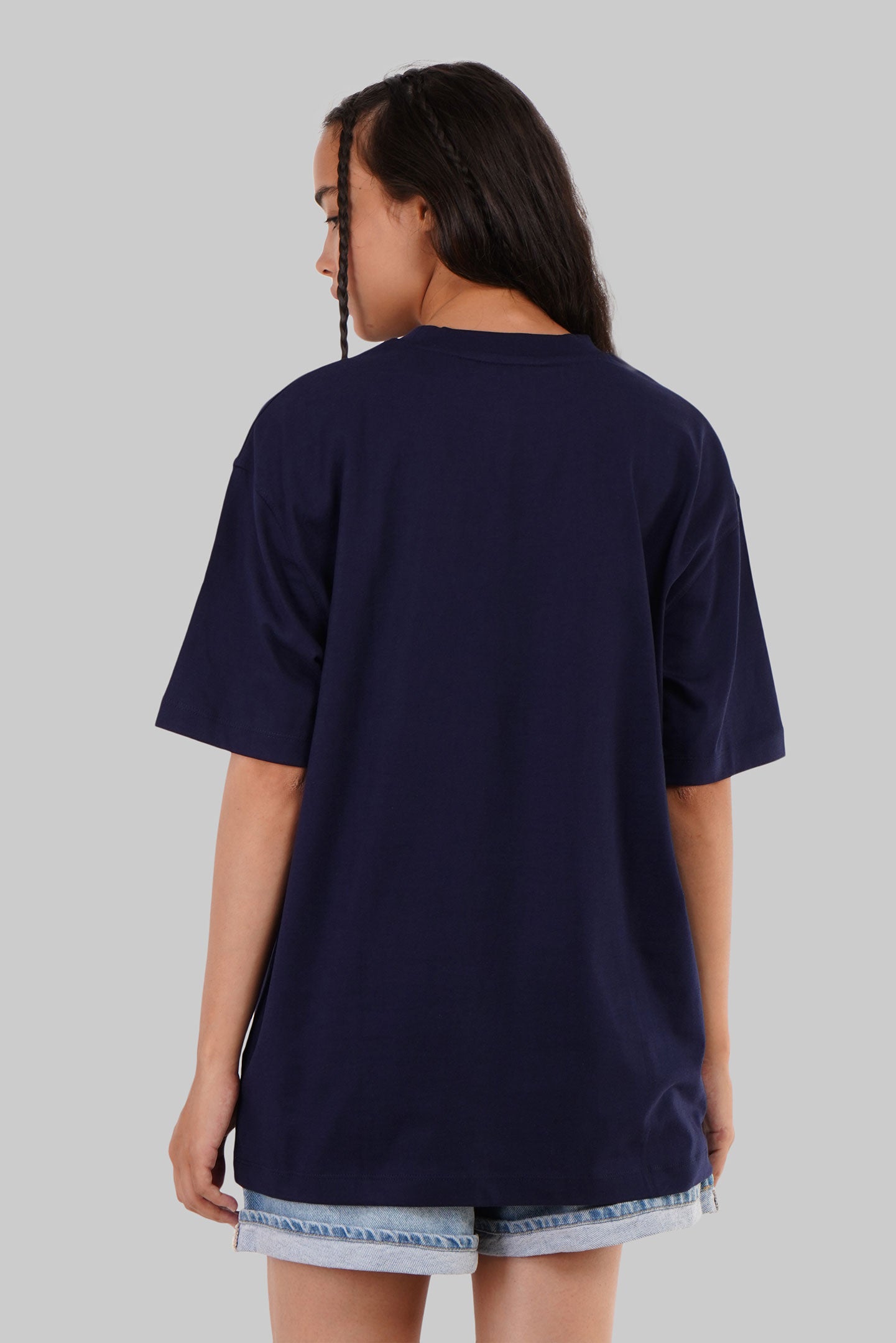 Day Night Shade Navy Blue Oversized Fit T-Shirt Women