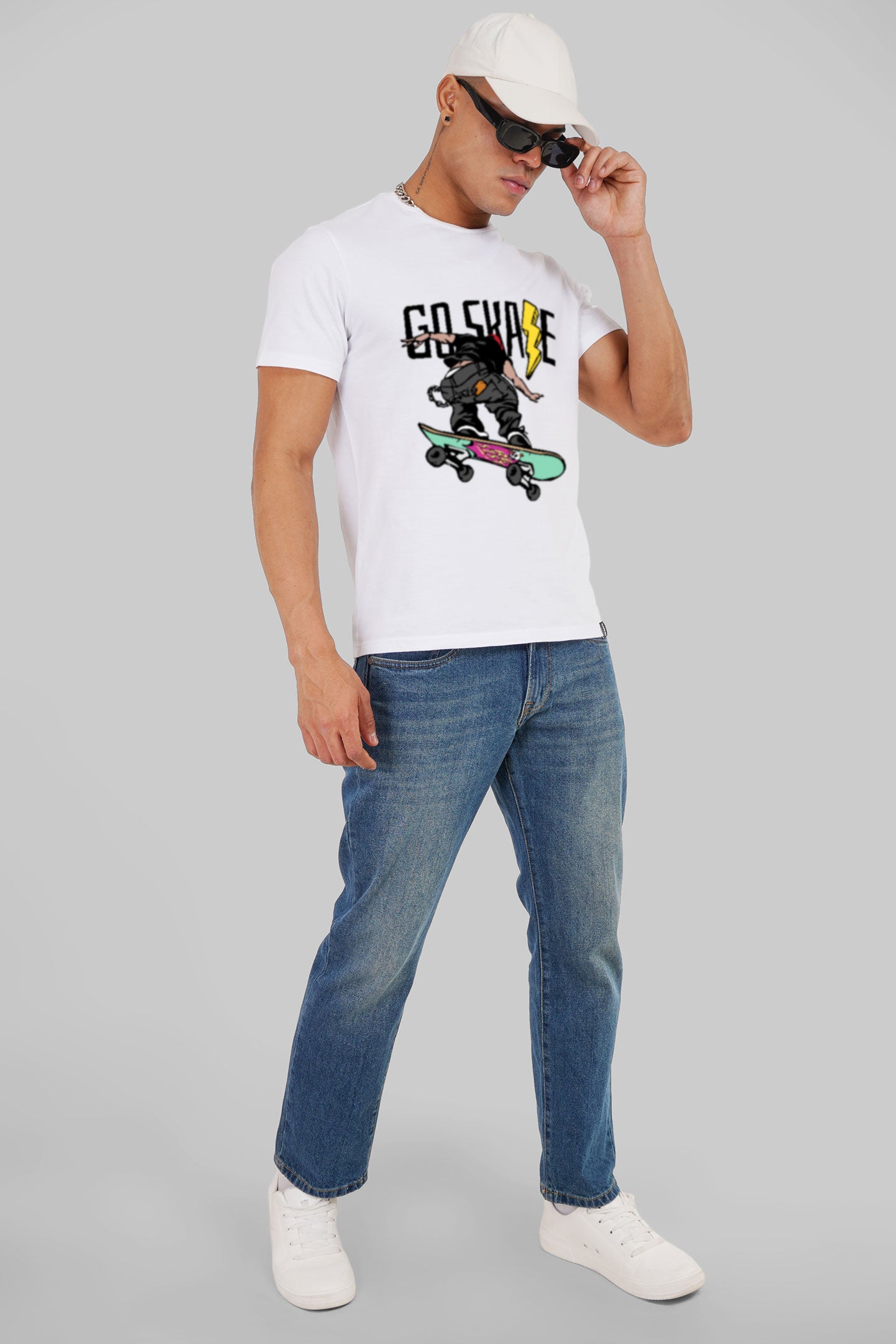 Go Skate White Regular Fit T-Shirt Men