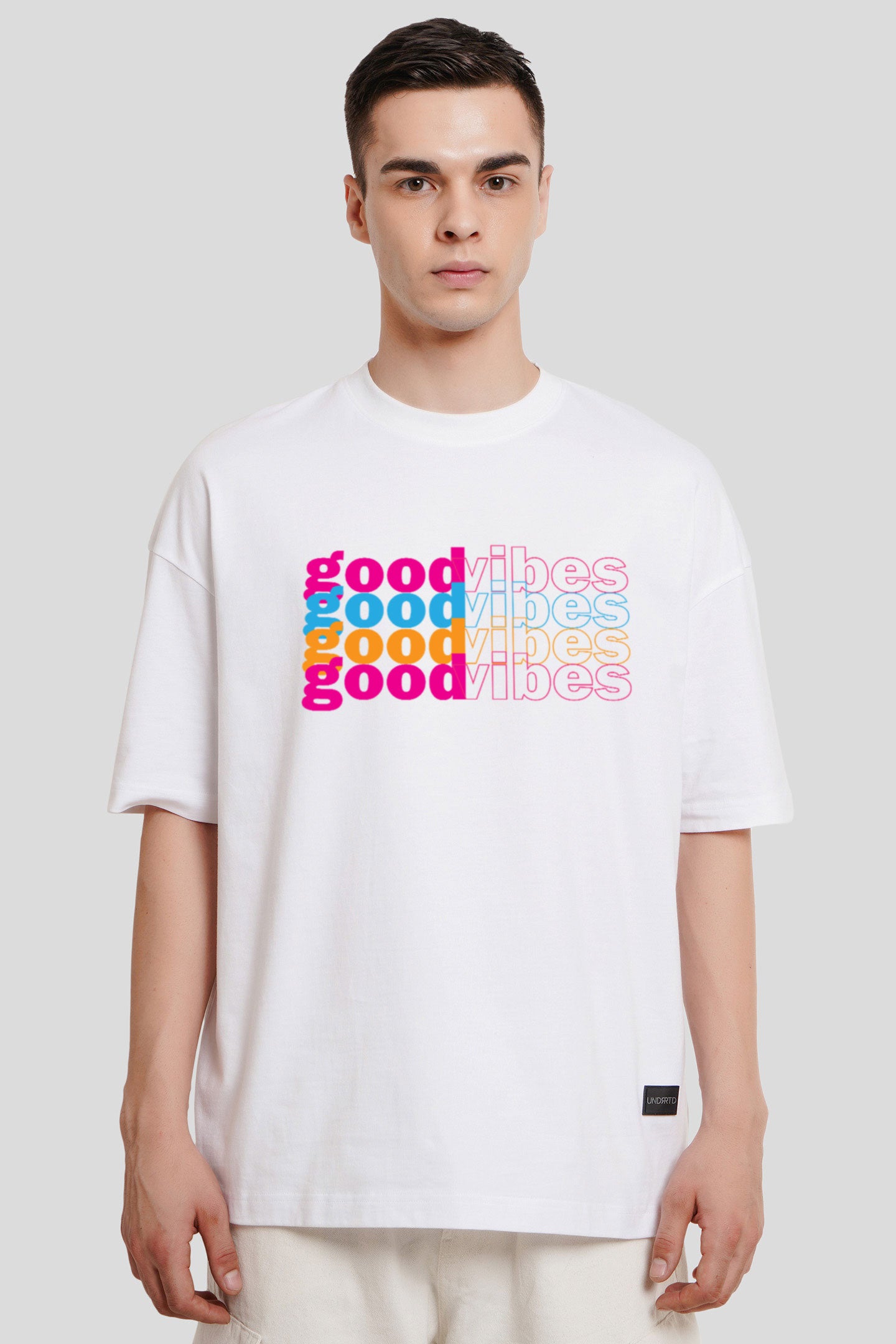 Good Vibes White Printed T-Shirt