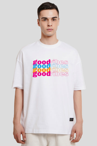 Good Vibes White Printed T-Shirt