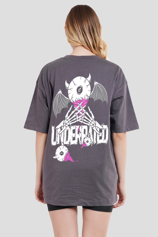 Underrated Vamps Dark Grey Printed T-Shirt