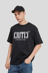 Critic Black Printed T Shirt Men Oversized Fit With Front Design Pic 1
