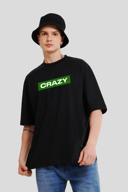 Crazy Black Printed T Shirt Men Baggy Fit With Front Design Pic 1