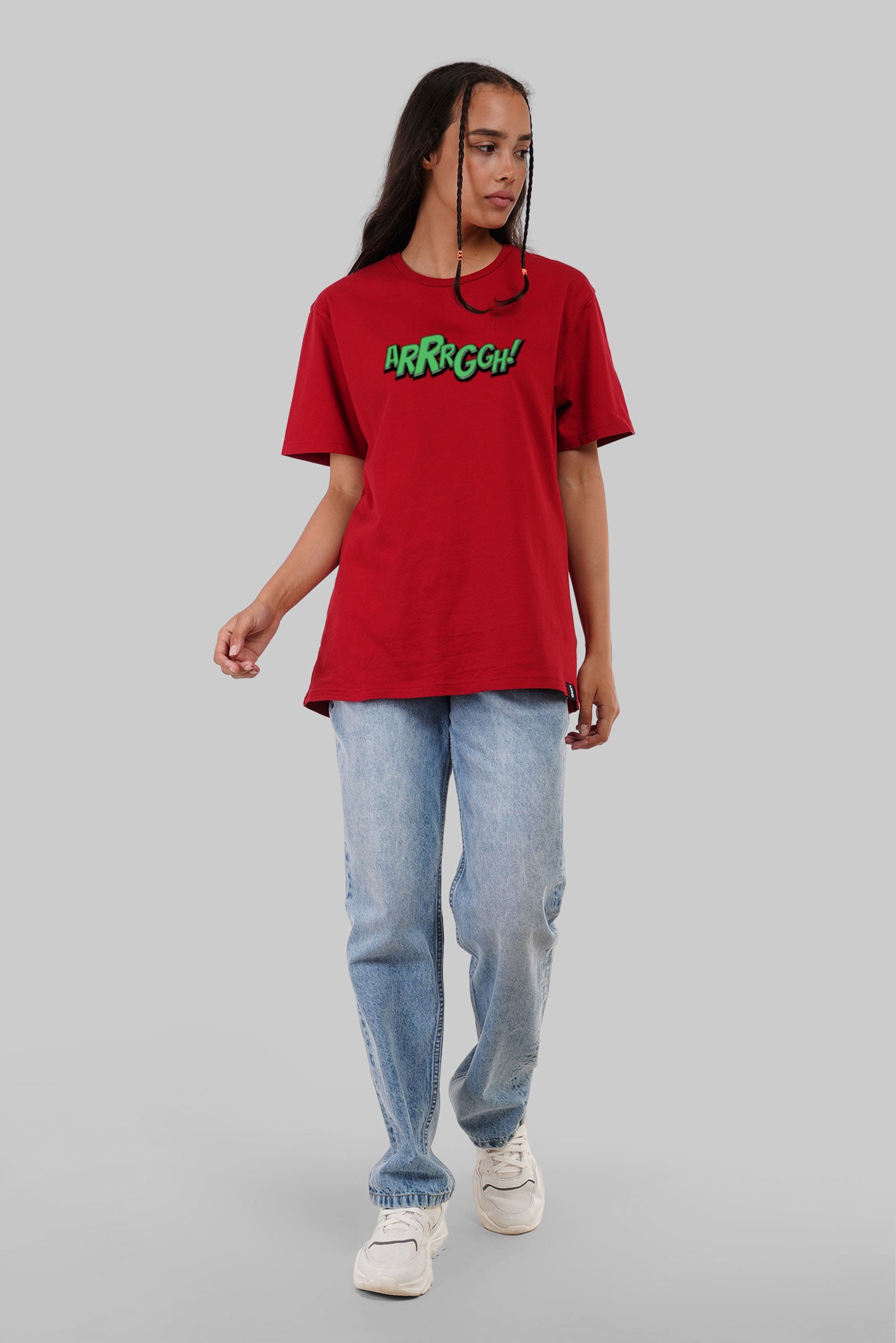 Arrggh Red Boyfriend Fit T-Shirt Women Pic 4