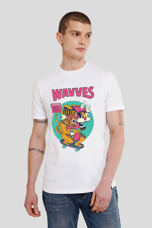 Wavves White Printed T-Shirt Men Regular Fit