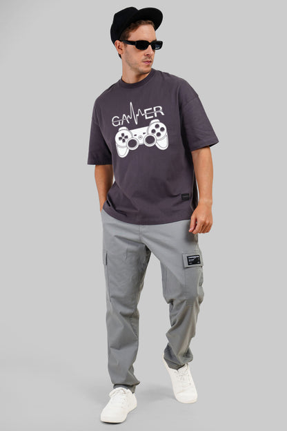 Gamer Dark Grey Baggy Fit T-Shirt Men