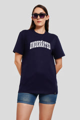 Underrated Minimalist Typography Navy Blue Printed T-Shirt