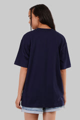 Not Be Misled By Others Navy Blue Printed T-Shirt Women Oversized Fit