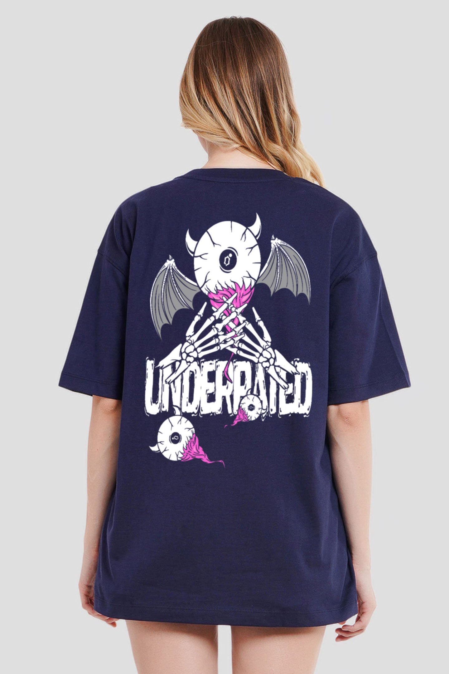 Underrated Vamps Navy Blue Printed T-Shirt