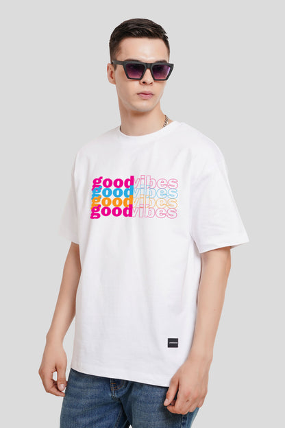 Good Vibes White Printed T-Shirt