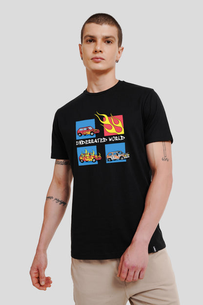 Underrated World Black Printed T-Shirt Men Regular Fit