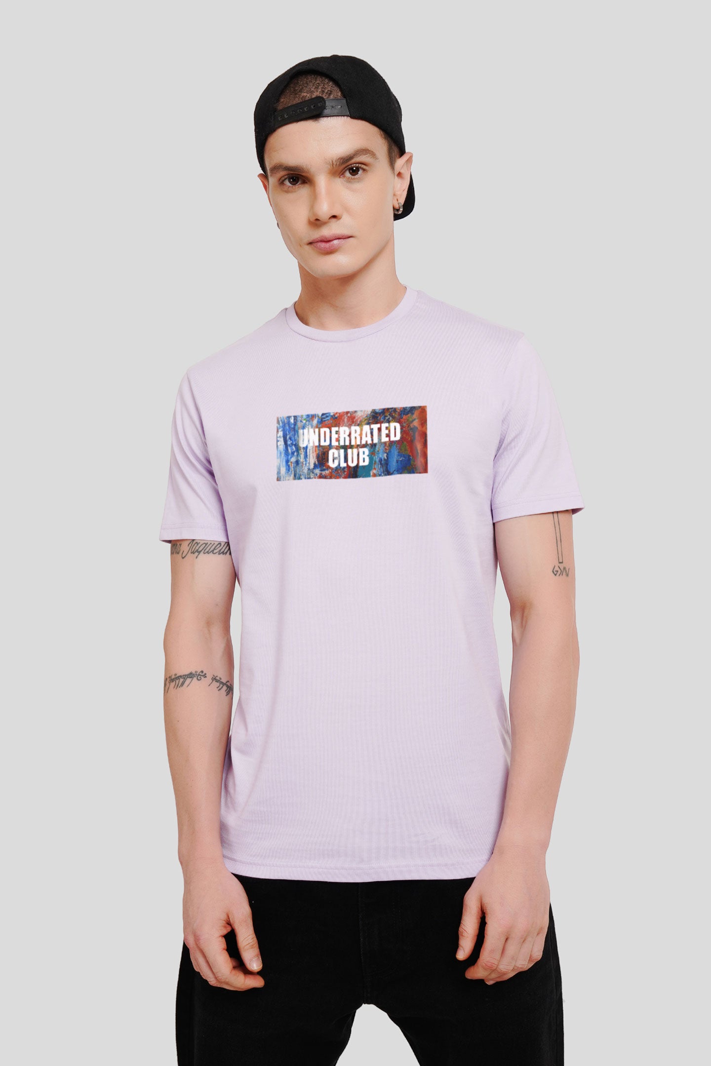 Underrated Essentials Lilac Printed T-Shirt