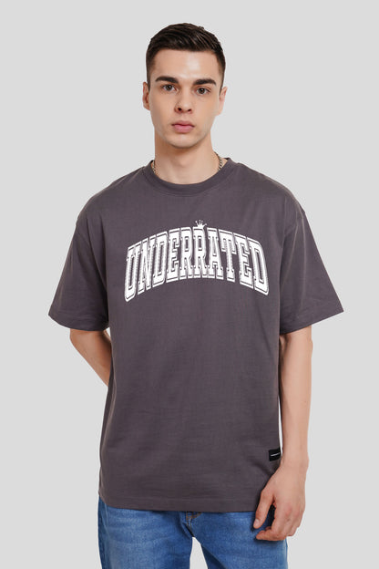 Underrated Minimalist Typography Dark Grey Printed T-Shirt