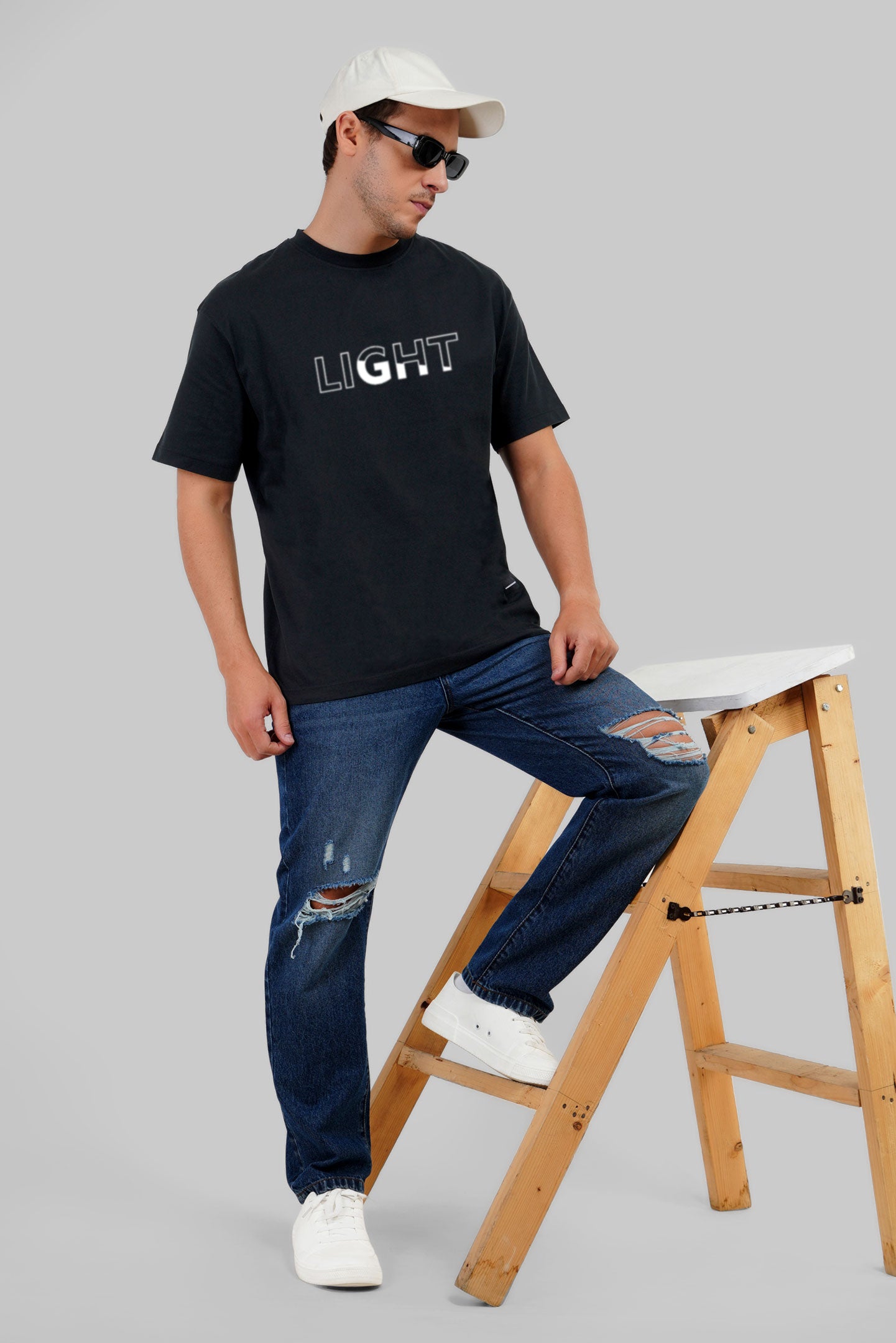 Light Black Oversized Fit T-Shirt Men