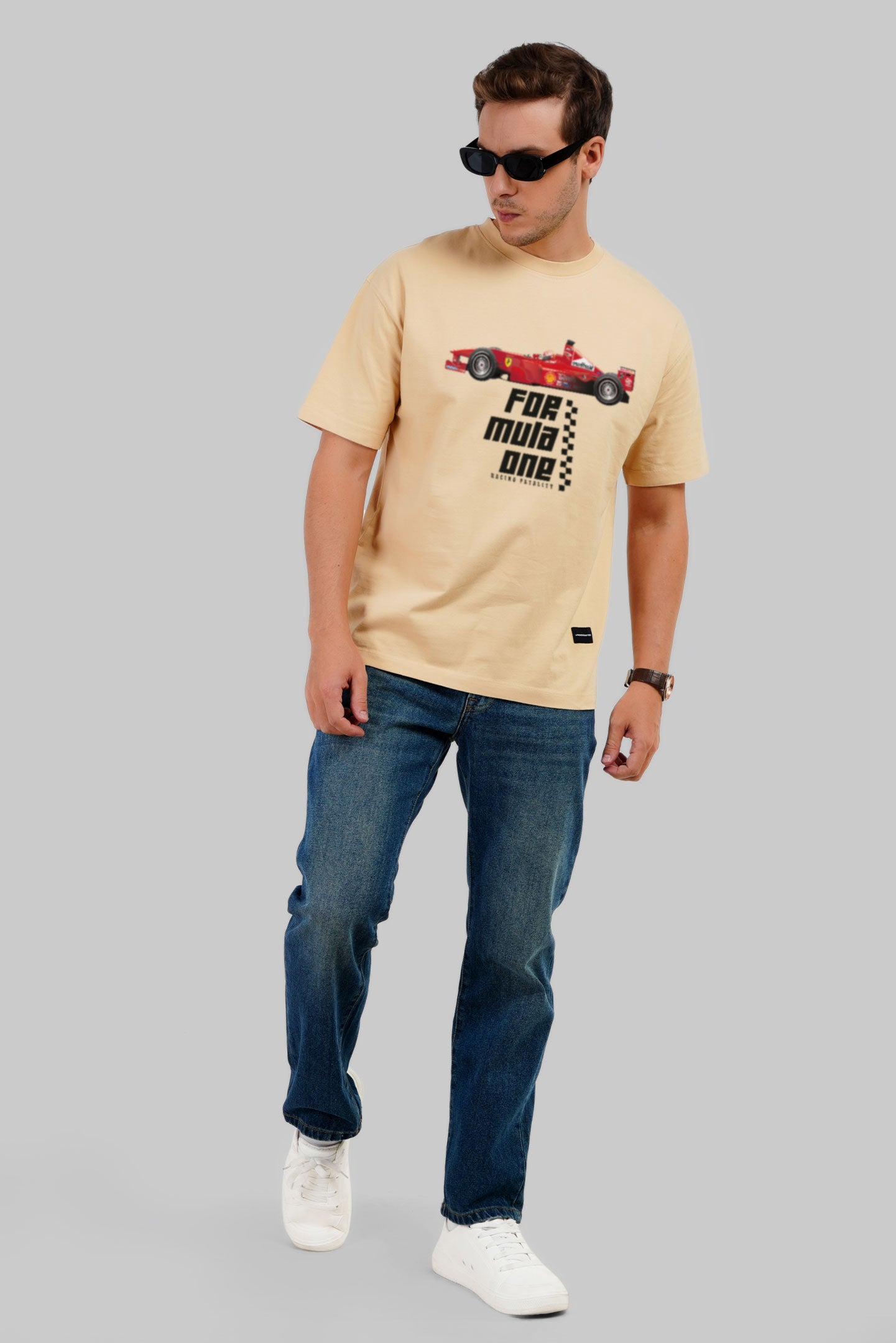 Game On Beige Oversized Fit T-Shirt Men