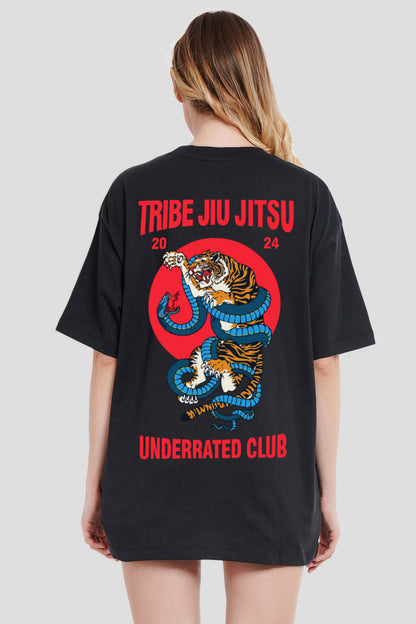 Jiu Jitsu Black Printed T-Shirt Women Oversized Fit With Front And Back Design Pic 1