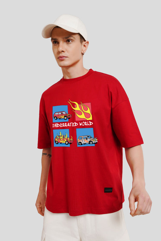 Underrated World Red Printed T-Shirt