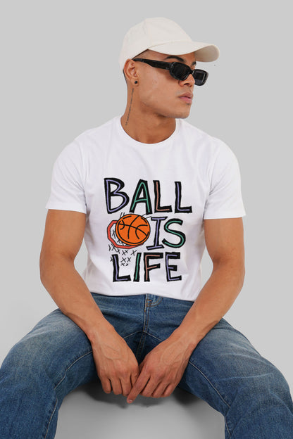 Ball Is Life White Regular Fit T-Shirt Men