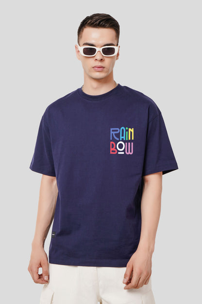 Rainbow Navy Blue Printed T-Shirt