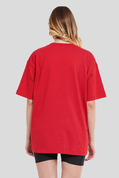 Underrated World Red Printed T-Shirt Women Oversized Fit With Front Design Pic 2