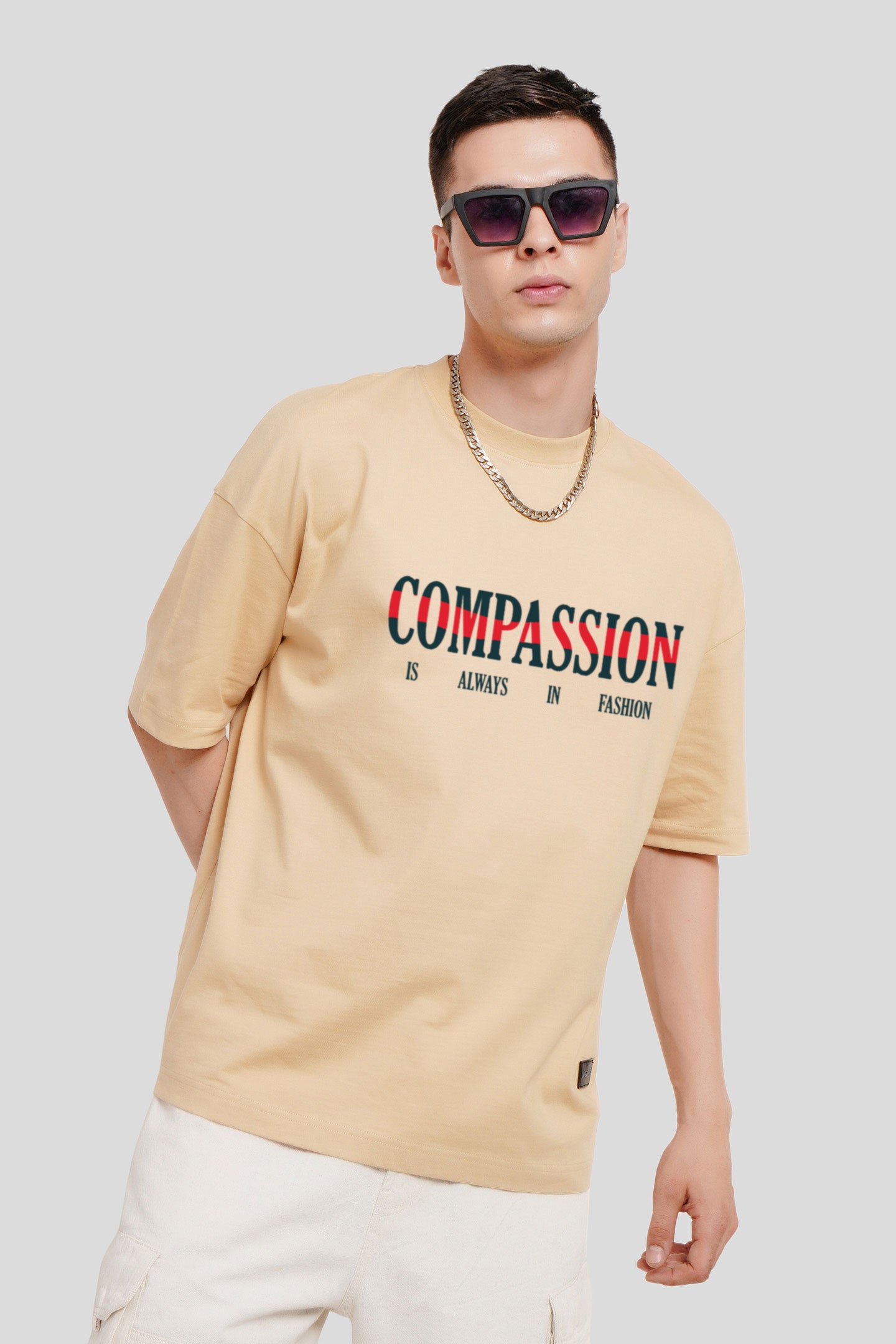 Compassion Beige Printed T-Shirt