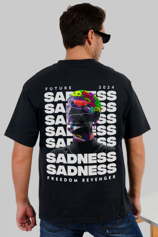 Sadness Black Oversized Fit T-Shirt Men