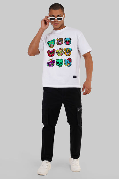 Gangster Teddies White Oversized Fit T-Shirt Men