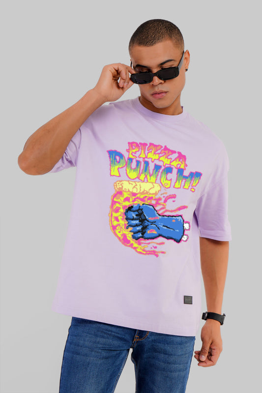 Pizza Punch Lilac Printed T-Shirt