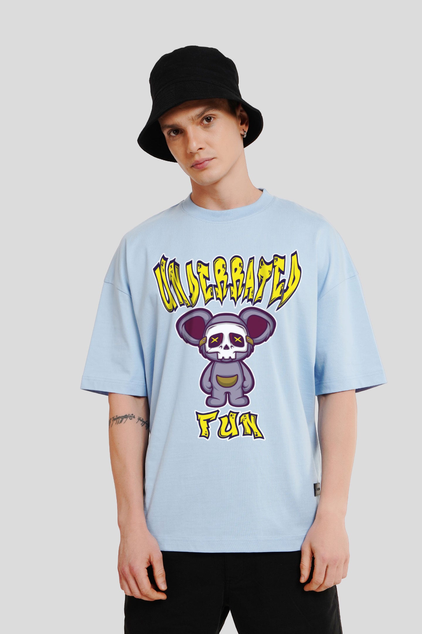 Koala Fun Powder Blue Printed T-Shirt