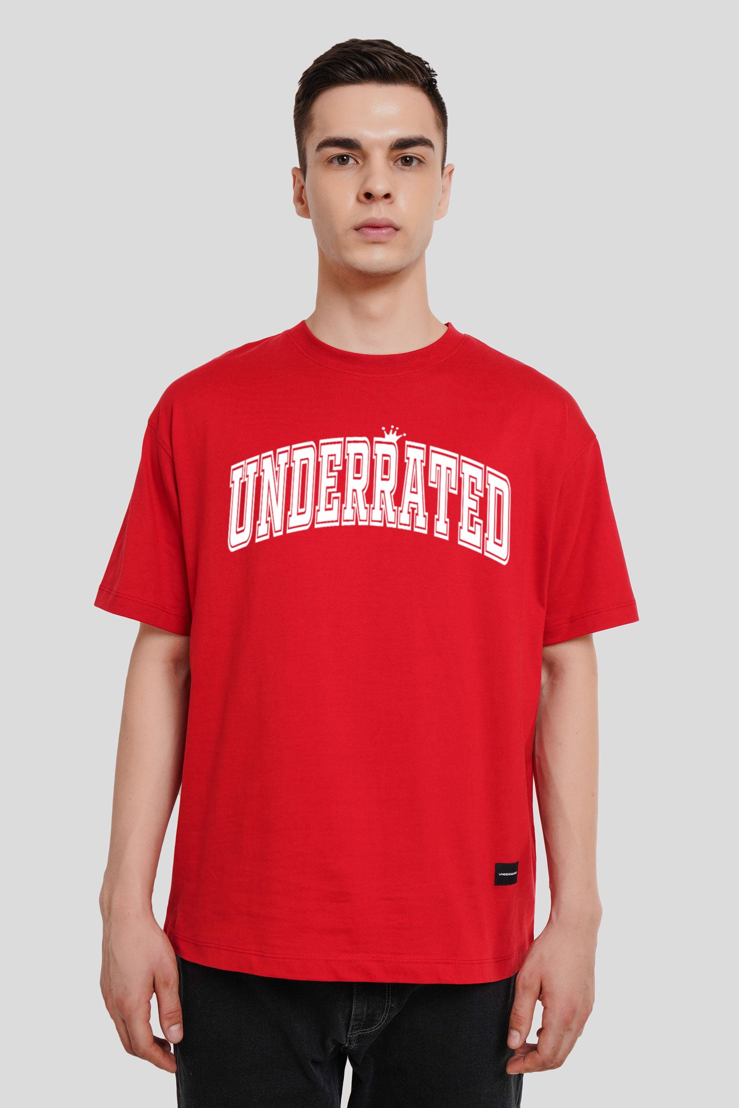 Underrated Minimalist Typography Red Printed T-Shirt