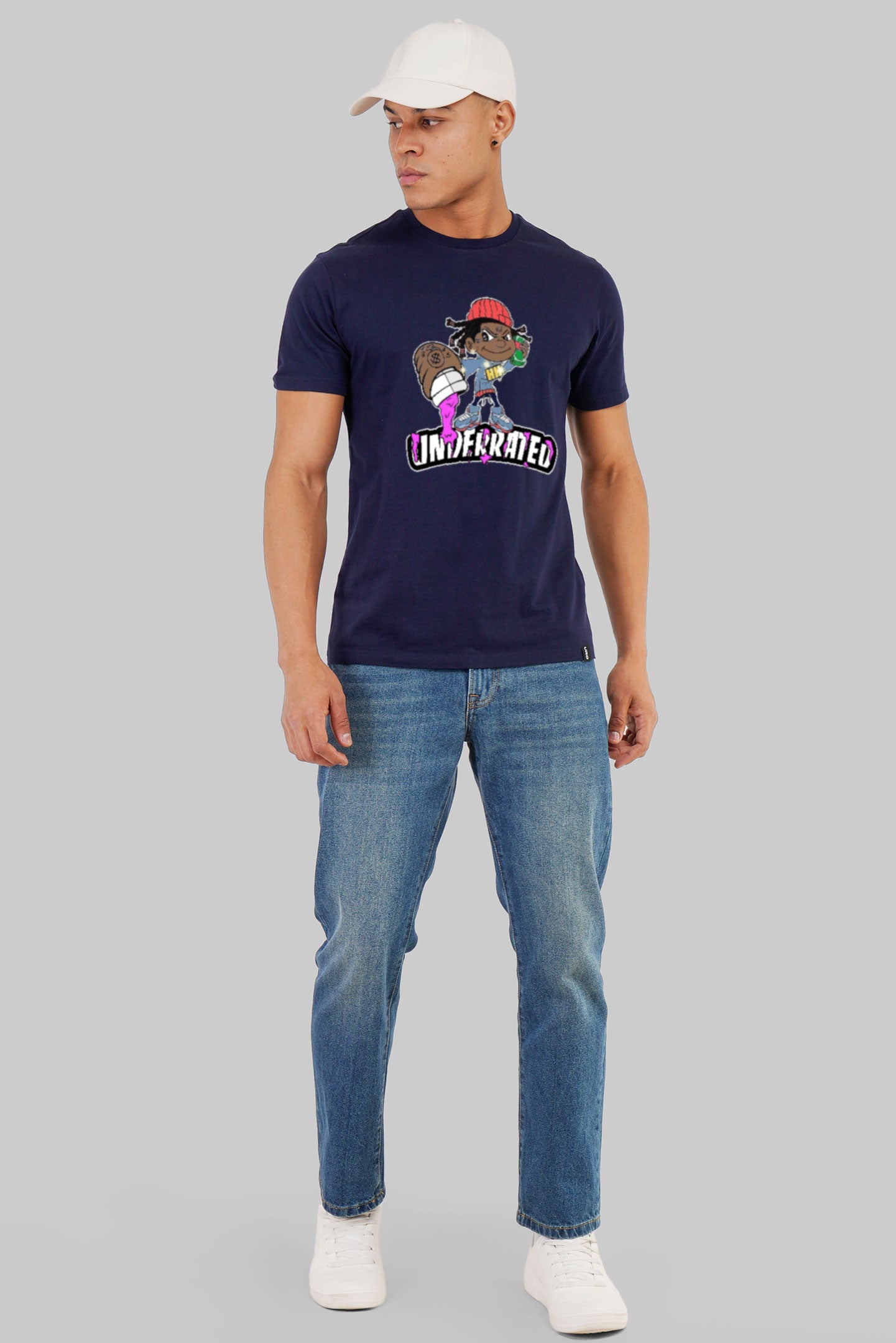 Cool Punk Navy Blue Regular Fit T-Shirt Men