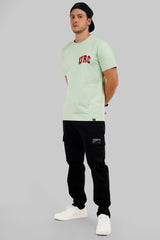 Retro College Classic Pastel Green Regular Fit T-Shirt Men