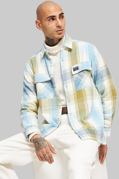 Blue Plaid Check Shacket Pic 1