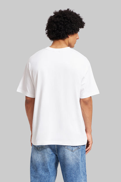 Solid White Half Sleeves T-Shirt For Men Oversized Fit Pic 2