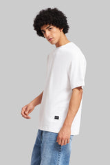 Solid White Half Sleeves T-Shirt For Men Oversized Fit Pic 4