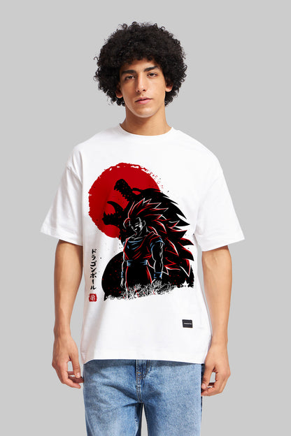 Anime Wolf White Oversized Fit T-Shirt Men Pic 1