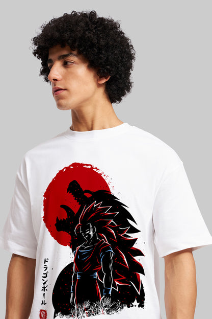 Anime Wolf White Oversized Fit T-Shirt Men Pic 3