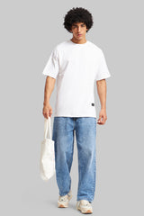 Solid White Half Sleeves T-Shirt For Men Oversized Fit Pic 5