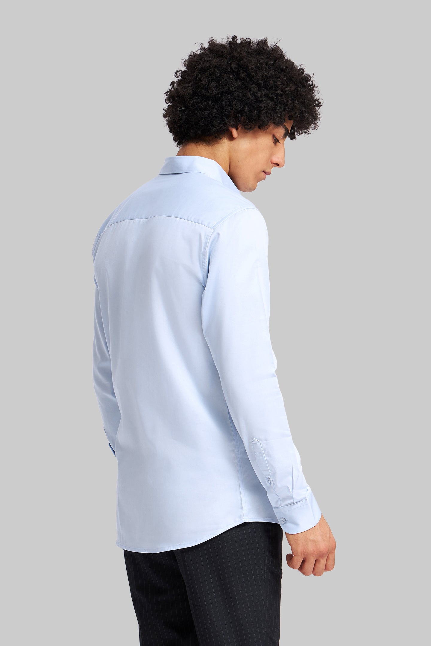 Light Blue Solid Slim Fit Shirt Pic 2