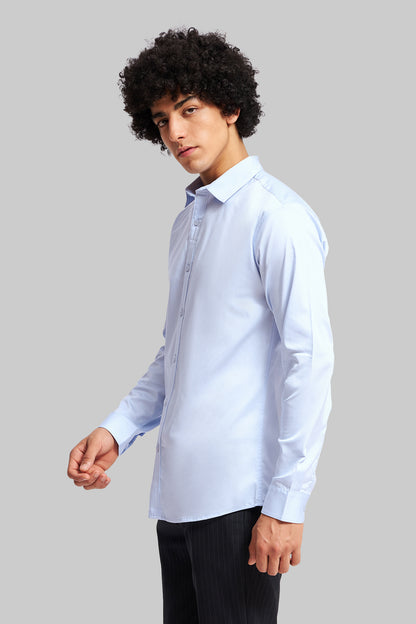 Light Blue Solid Slim Fit Shirt Pic 4