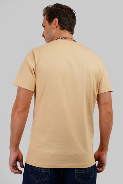 Never Too Late For Fun Beige Regular Fit T-Shirt Men