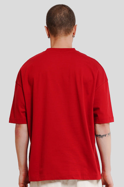 Woops Red Printed T Shirt Men Baggy Fit With Front Design Pic 2