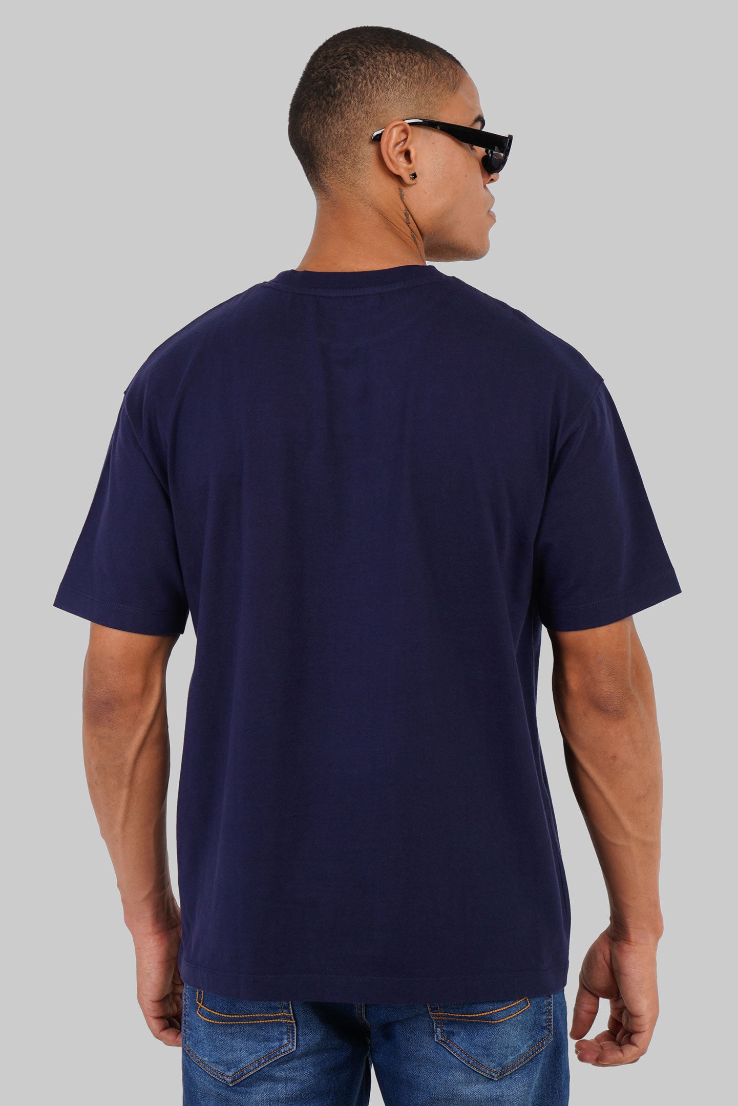 Skate The Cosmos Navy Blue Oversized Fit T-Shirt Men