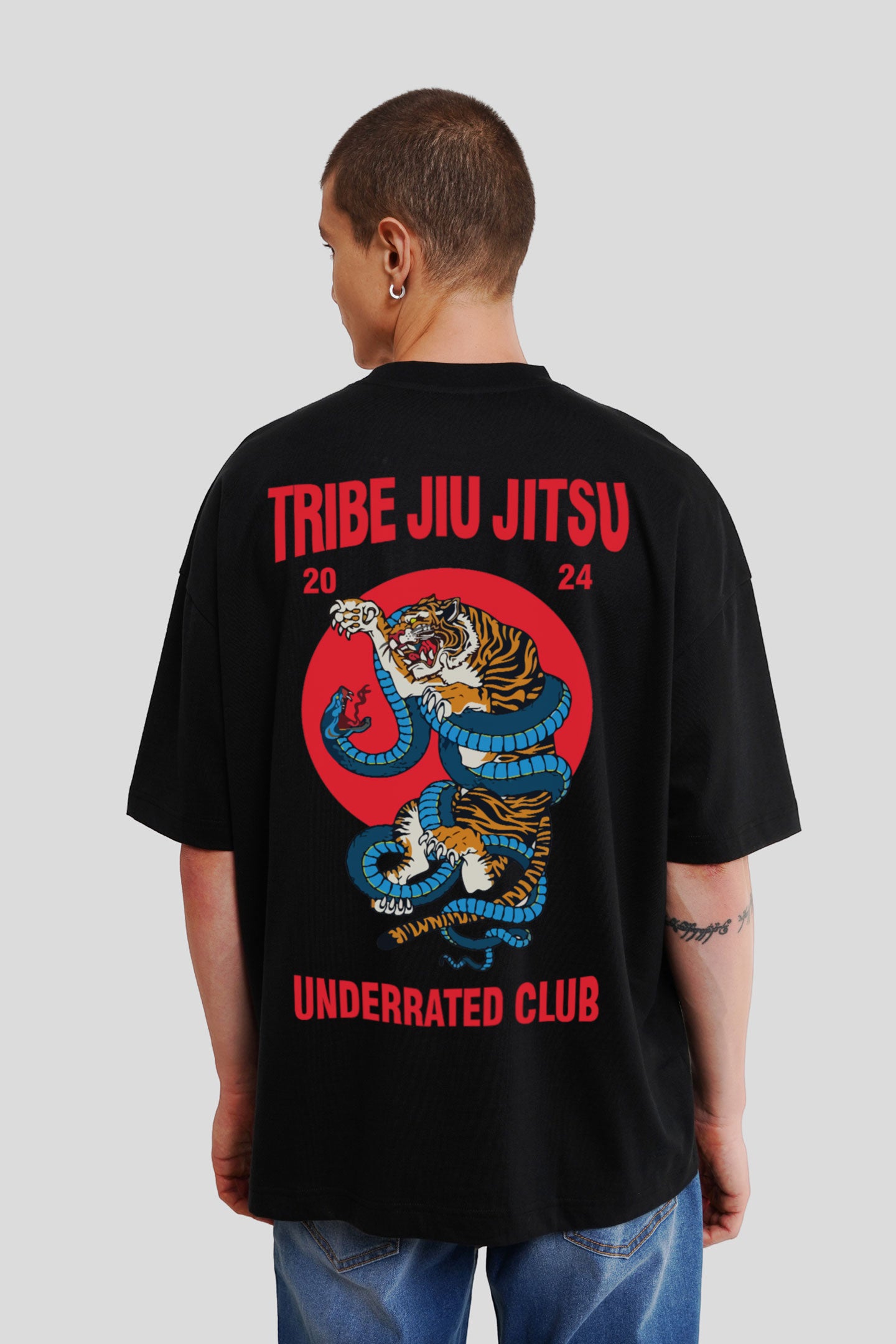 Jiu Jitsu Black Printed Baggy T-Shirt