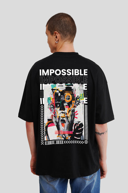 Impossible Black Printed T-Shirt Men Baggy Fit