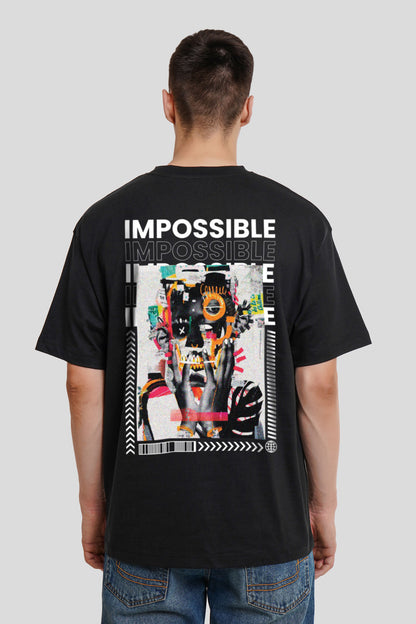 Impossible Black Printed T Shirt Men Oversized Fit With Front And Back Design Pic 2