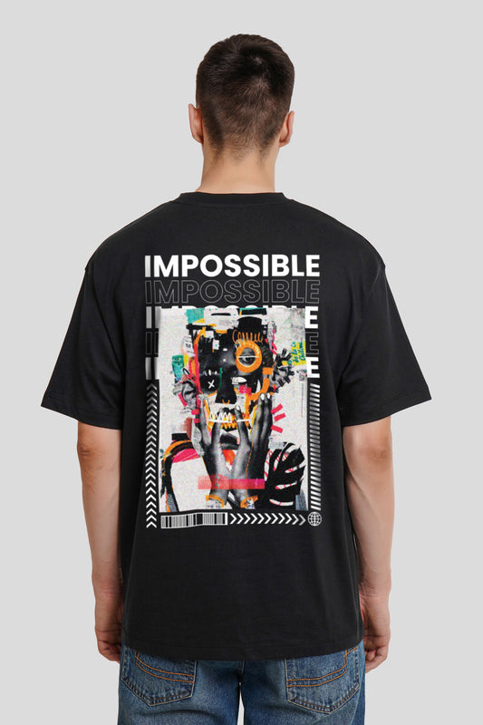 Impossible Black Printed T-Shirt Men Oversized Fit