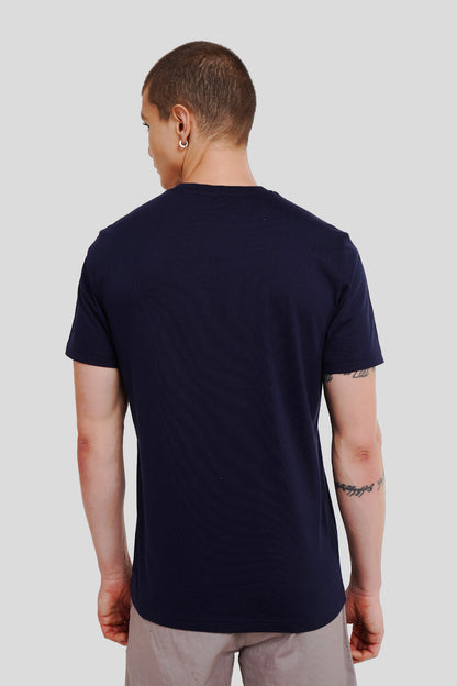 Aloha Navy Blue Printed T Shirt Men Regular Fit With Front Design Pic 2