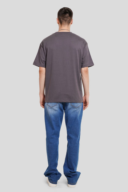 Partner N Crime Dark Grey Printed T Shirt Men Oversized Fit With Front Design Pic 4