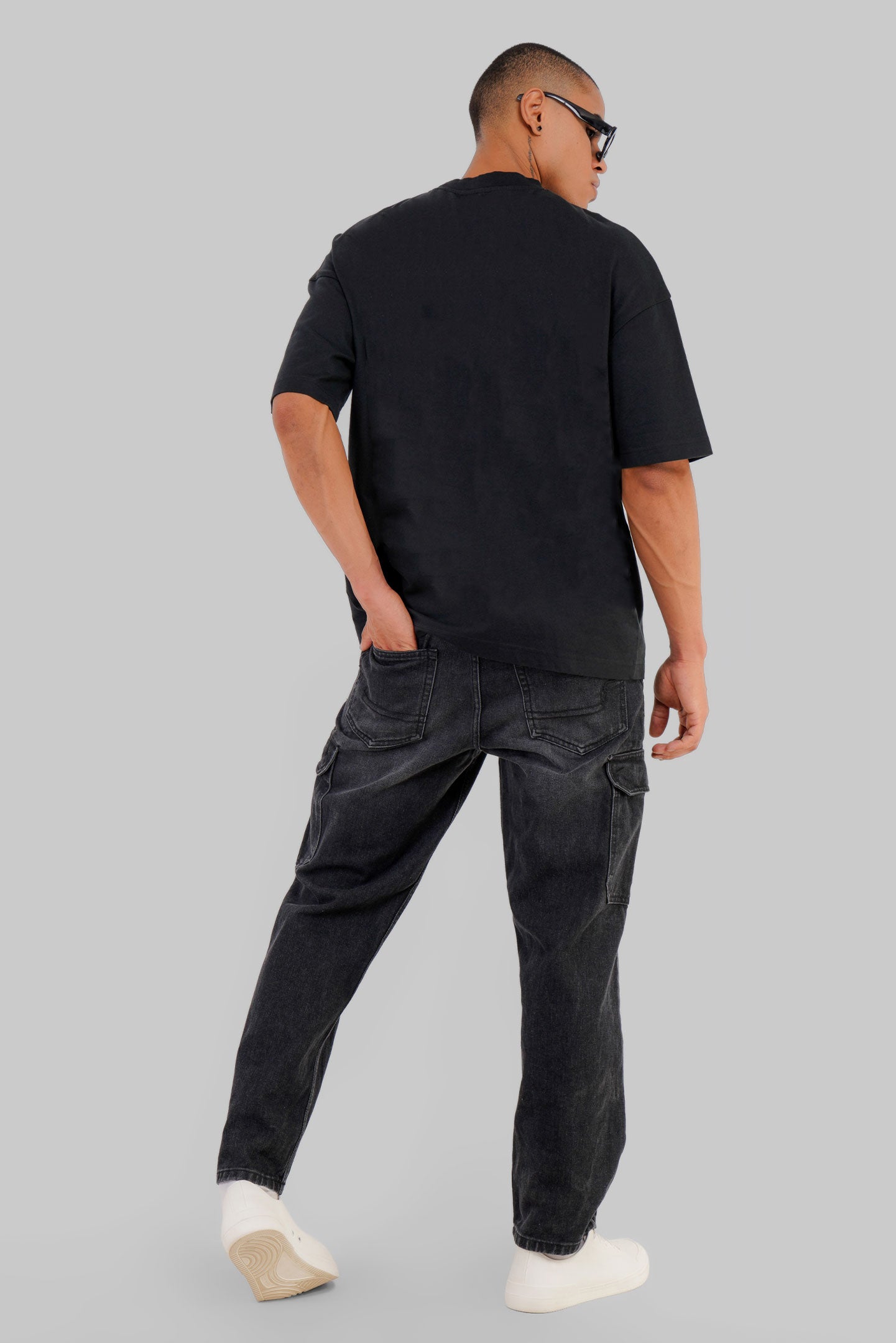 I Am Okay Black Baggy Fit T-Shirt Men Pic 5